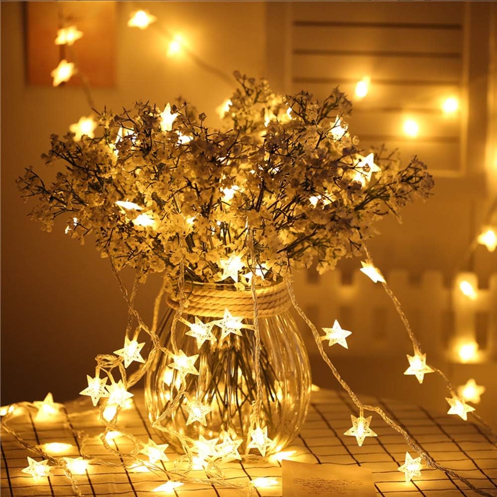 Twinkle Star 100 LED 49 FT Star String Lights, Plug in Fairy String Lights Waterproof, Extendable for Indoor, Outdoor, Ramadan, Wedding Party, Christmas Tree, New Year, Garden Decoration, Warm White: Home Improvement