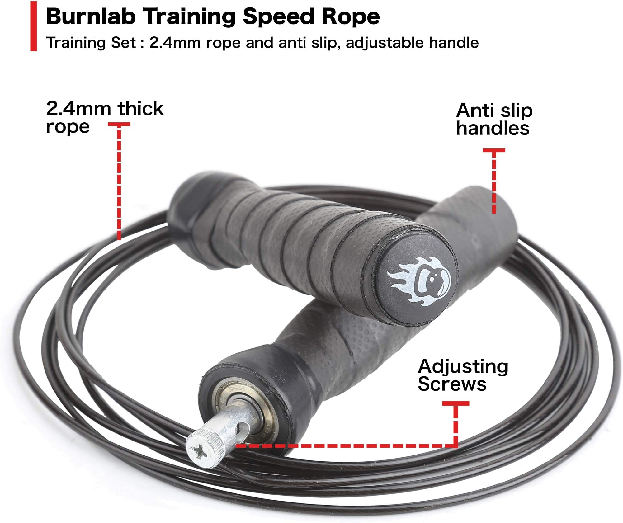 Burnlab Anti Slip Adjustable Skipping Rope Suitable for Gym, Crossfit, Double Unders, Speed Jumping, Cardio and Weight Loss - for Men and Women