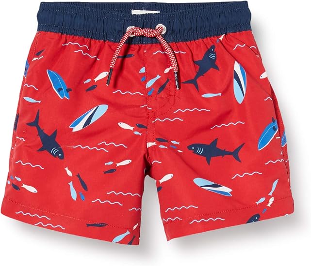 Costume Da Bagno Bambini Sanetta - Boxer Surfista Rosso Con Tasca - Foto 2