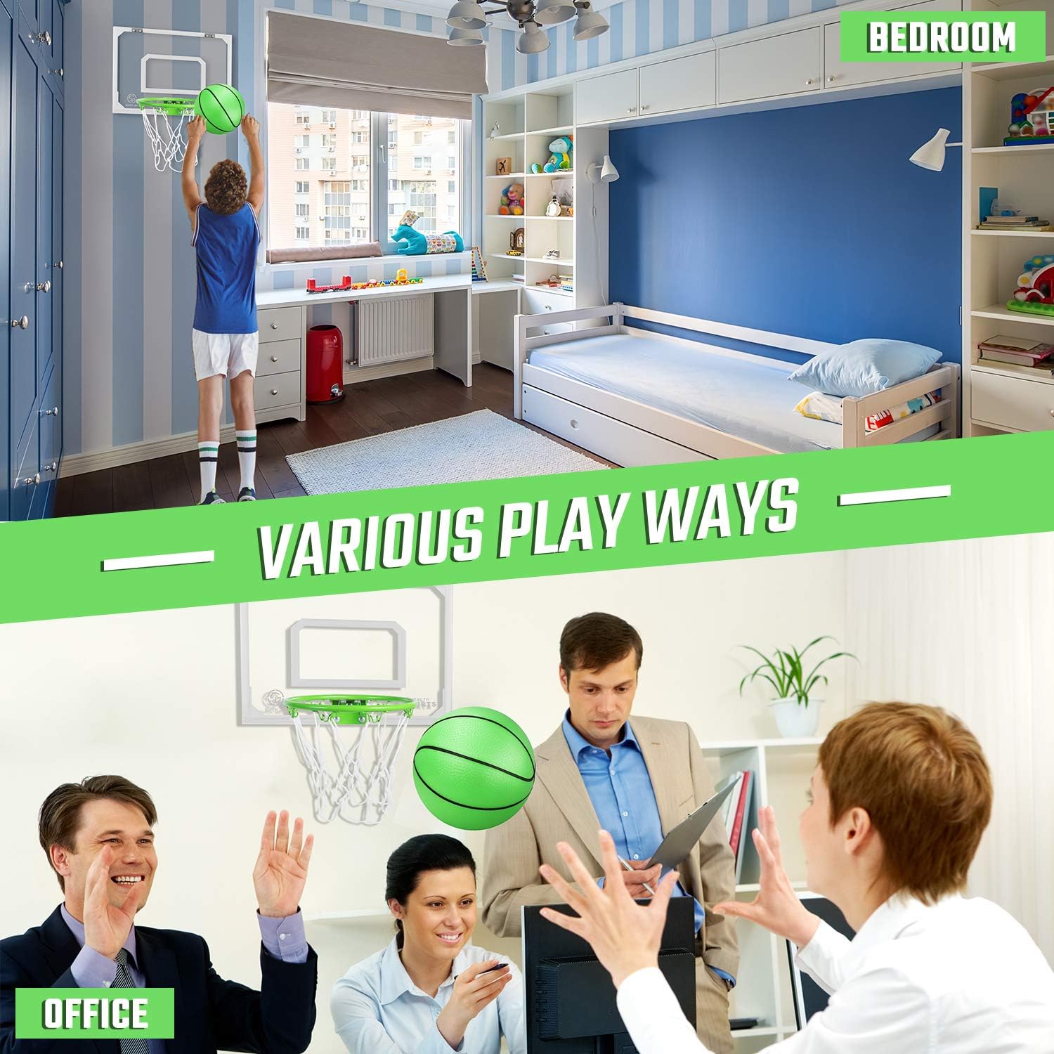 Mini Indoor Basketball Hoop Glow in The Dark - Pro Mini Basketball Hoop Set for Door & Wall with Complete Accessories, More Funny Basketball Toys for Boys Girls: Sports & Outdoors