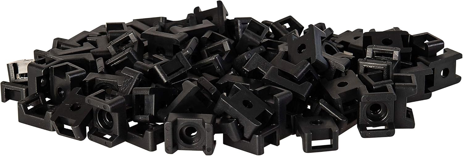 GTSE 100 Pack of Black Screw Mount Cable Tie Bases - Cable Ties up to 5mm Wide - 4mm (M4) Screw Hole - Saddle Mount Cable Tie Fixings - Image 5