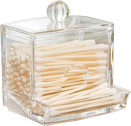 Sciuu Acryl Container Voor Katoenen Buds Clear Cotton Swabs Dispenser Met Deksel Q Tips Cosmetica Make Up Badkamer Opslaghouder Organizer Box Clear Amazon Nl