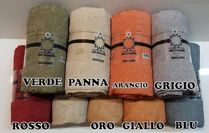 title=TELO ARREDO COPRITUTTO 260x290 cm TESSUTO JACQUARD EFFETTO CANAPA MULTIUSO GRAN