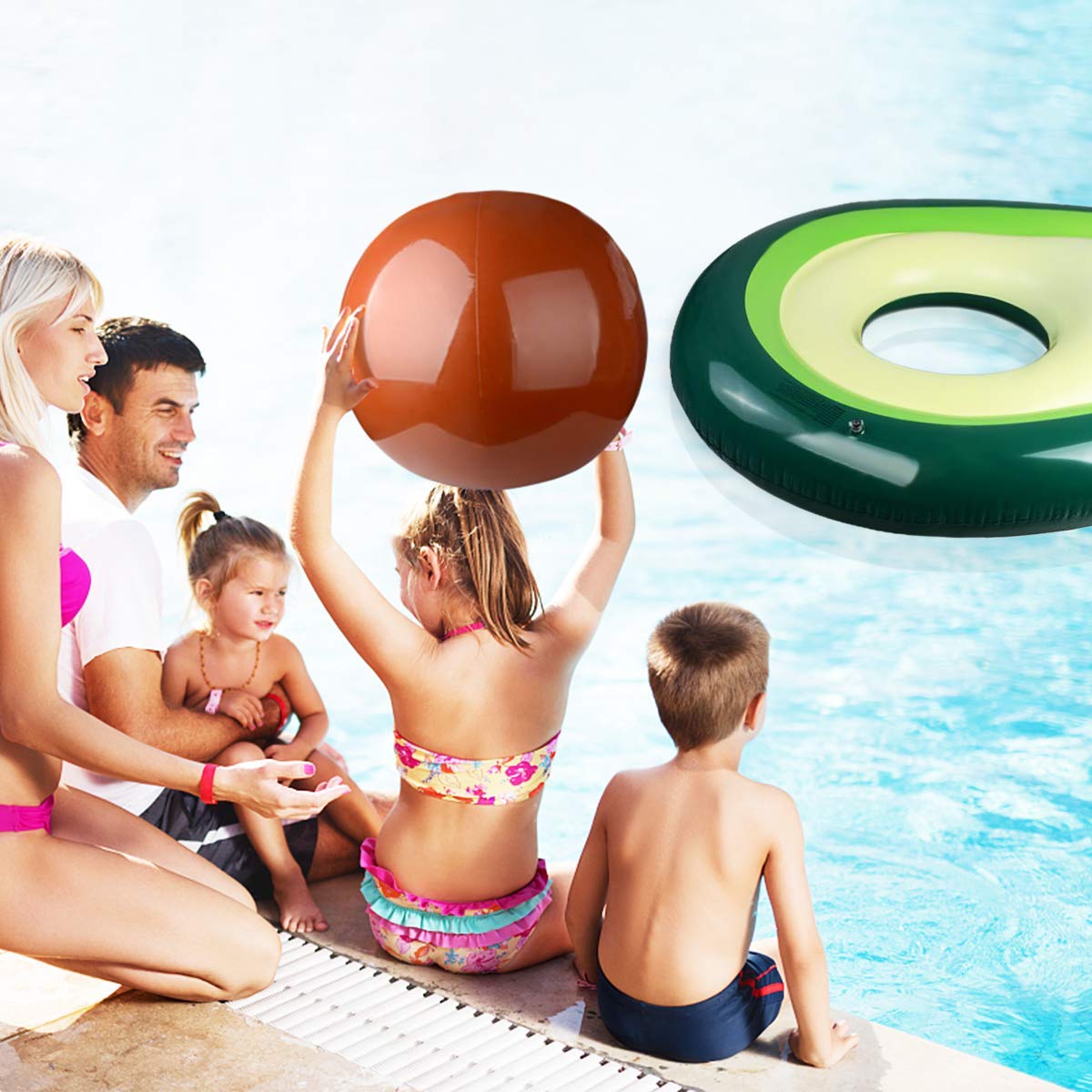 Aiduy Aufblasbare Avocado-Liege Gaint Pool Float mit Kugel Schwimmen Floaty Raft Strandspielzeug für Erwachsene & Kinder