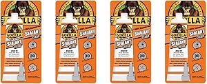 Gorilla 100 Percent Silicone Sealant Caulk, 2.8 ounce Squeeze Tube, Clear, (Pack of 4)