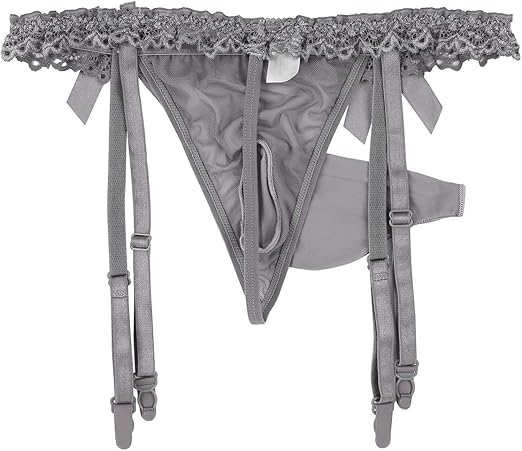 iiniim Herren Strings Bikini Briefs Spitze Sissy Panties mit Strumpfhalter M/&auml;nner G-String Tanga Thong Dessous Unterw/&auml;sche