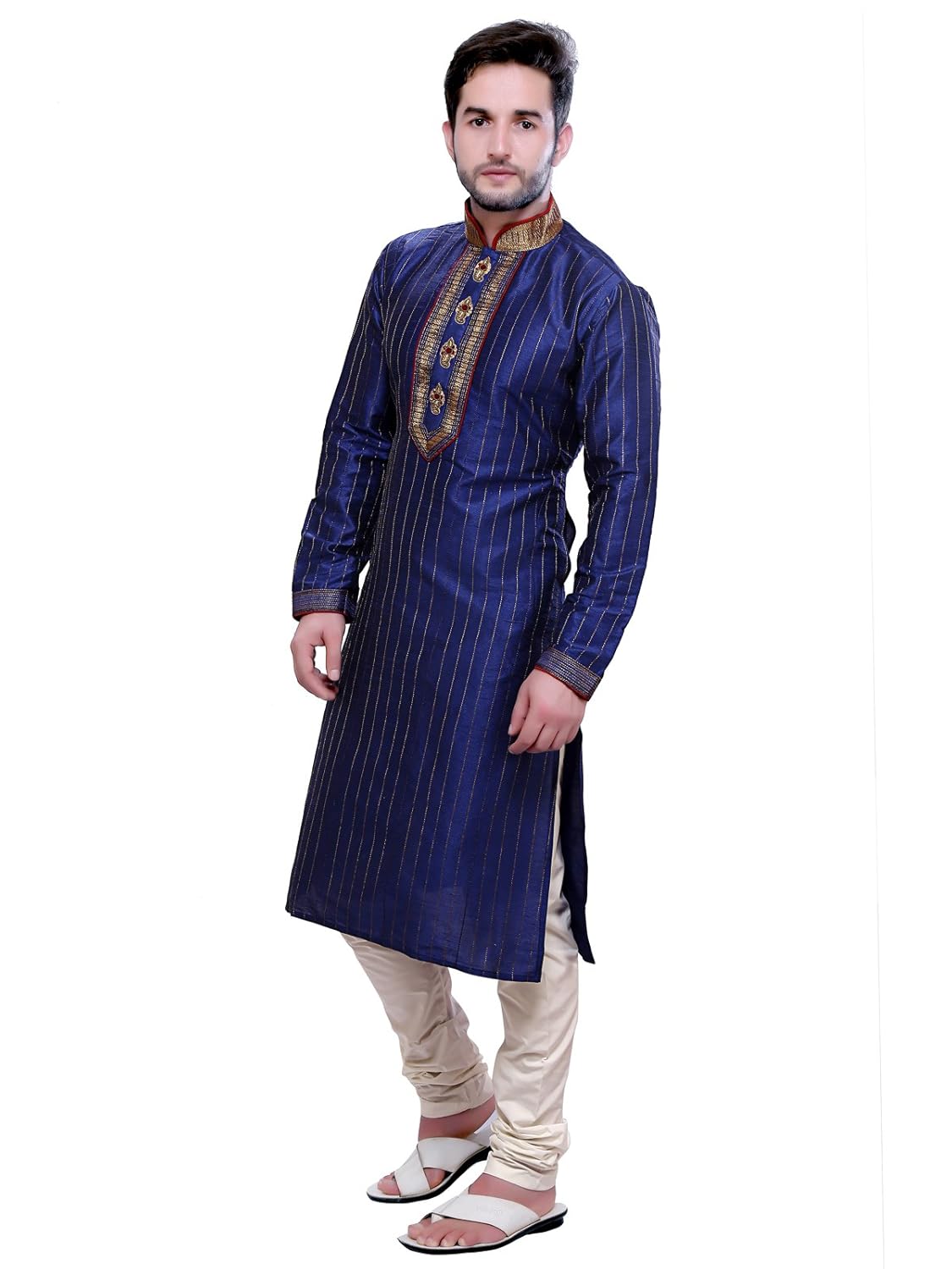 a.b.c. garments blue silk kurta and pyjama set for men