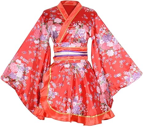 red kimono dress short