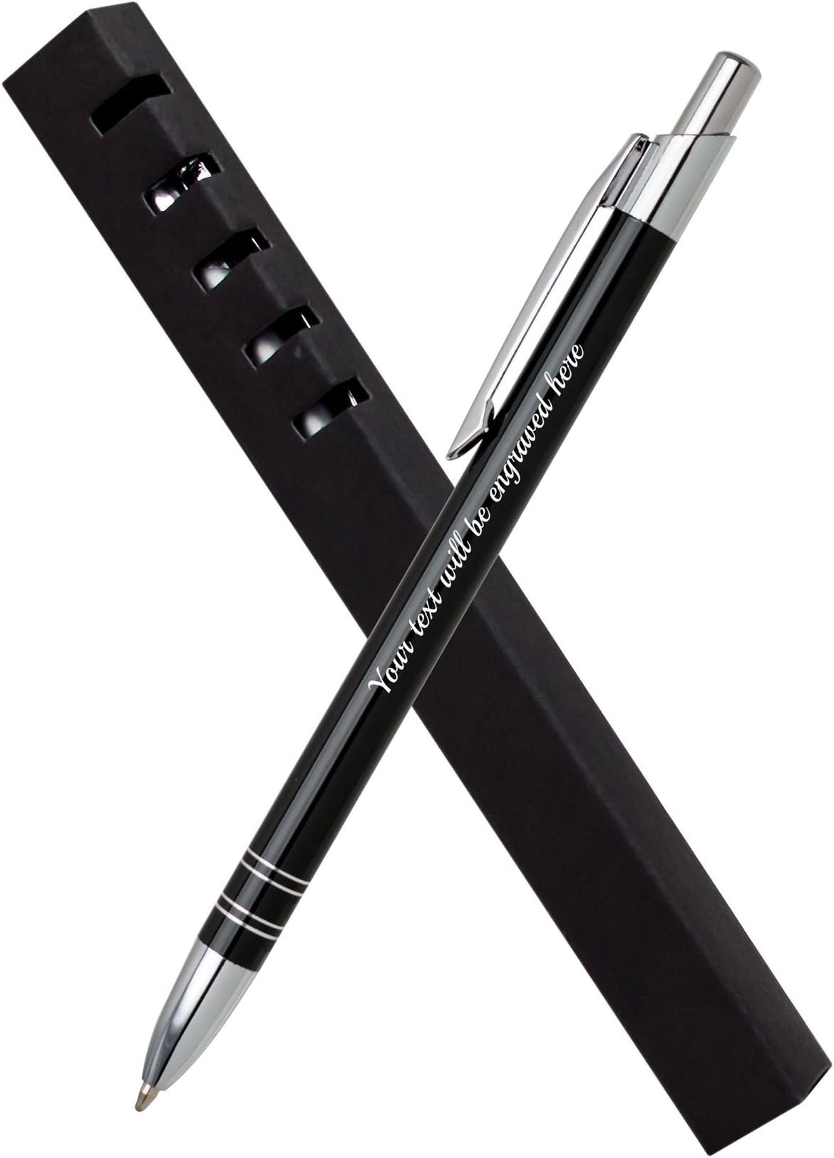 Personalized Gifts Unique Ballpoint Pen Black with Cardboard Box (blue ink & extra black ink)