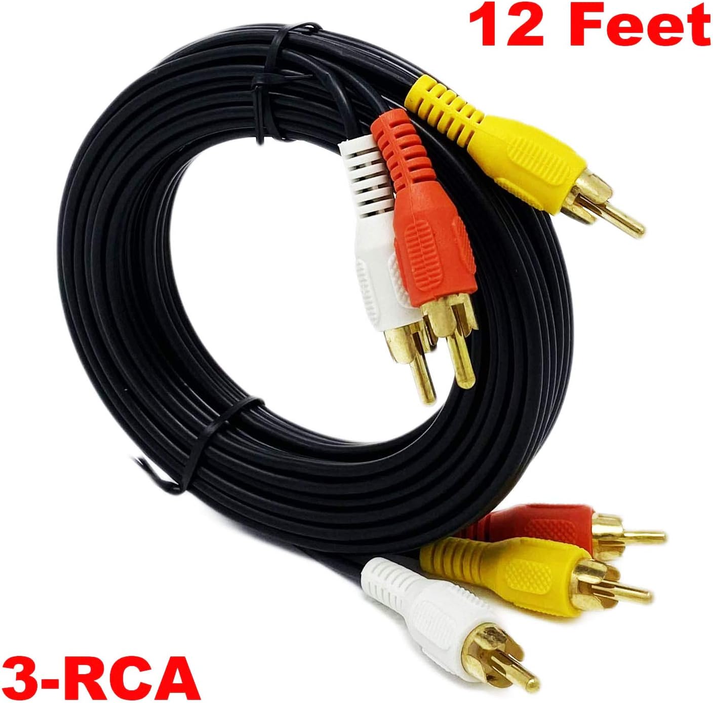 iMBAPrice RCA M/Mx3 Audio/Video Cable Gold Plated - Audio Video RCA Cable (3-RCA - 12 Feet): Home Audio & Theater