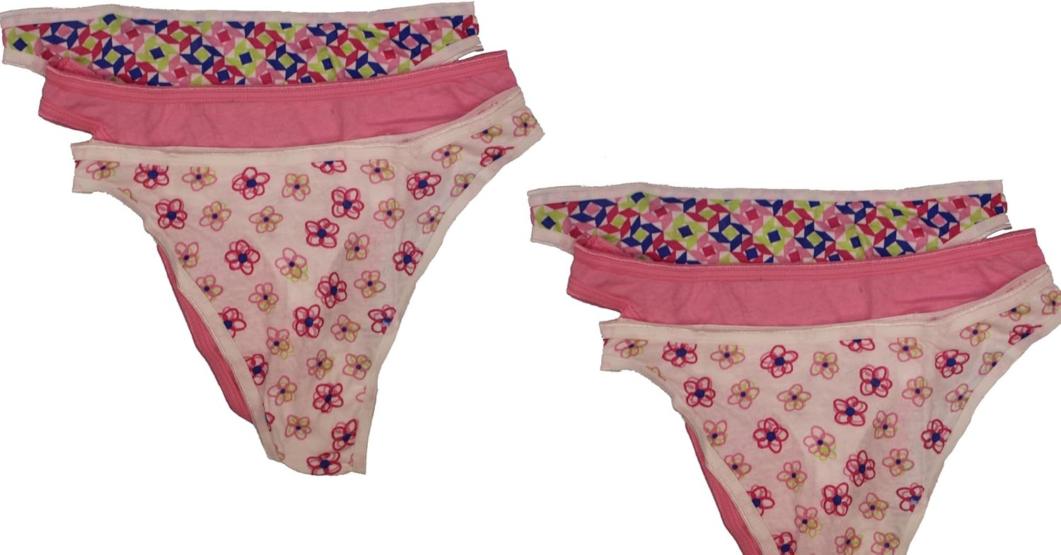 Medium Fruit of the Loom Women 100 Cotton Thongs,Print & Color May