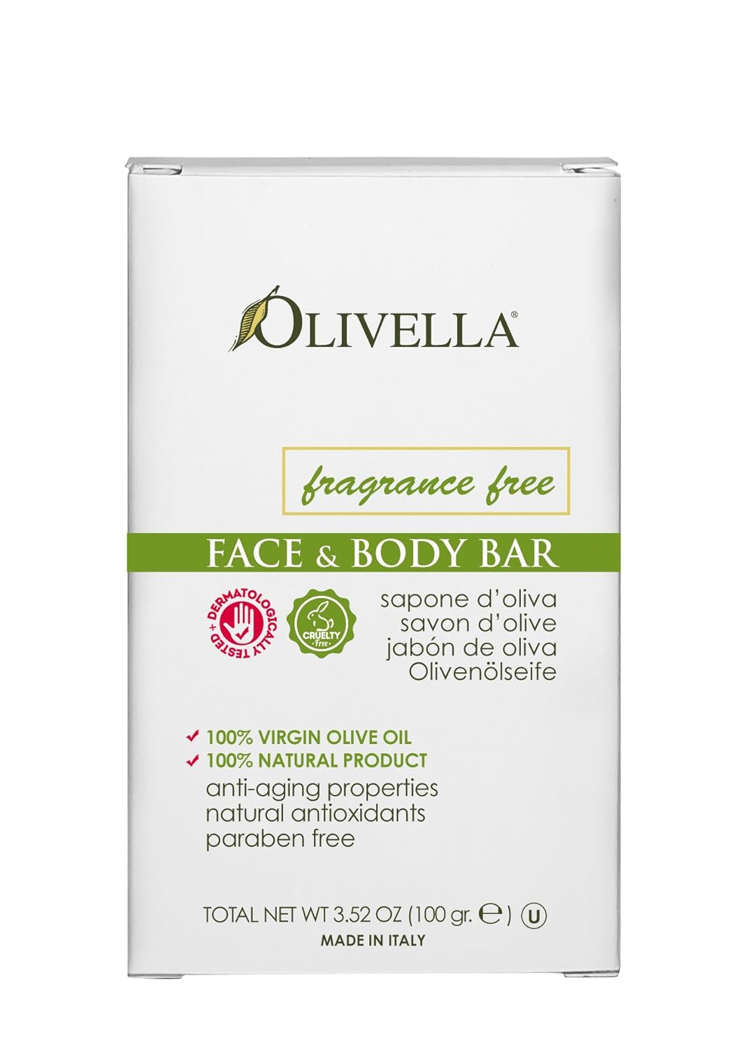 Olivella Face and Body Bar Soap, Fragrance Free, 100g Amazon.co.uk Beauty