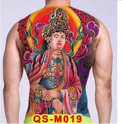 Temporary Tattoo Transfer Body Stickers Full Back Large Colorful Faith Buddha Gothic Tattoo For Women Men Kids Arm Chest Leg Waist Neck Tattoo Waterproof Removable Non Toxics Safe Amazon Ca Sports Outdoors