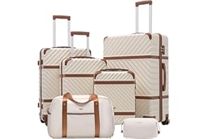 Coolife Luggage Set Suitcase Carry On Luggage PC Hardshell Luggage TSA Lock Spinner Wheels Telescopic Handle