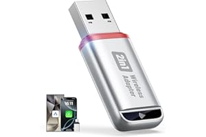 2-in-1 Wireless CarPlay Adapter Support Apple CarPlay & Android Auto, Mini Bluetooth USB A & USB C Dongle Convert Wired to Wi