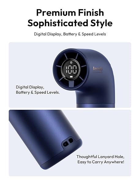 AECOOLY PORTABLE HANDHELD FAN, POWERFUL TURBO AIR TUBE FAN, 19000 RPM HIGH SPEED AERO PRO, 15H MAX COOLING TIME, 6 SPEEDS ALUMINUM CASE, MINI POCKET DESIGN, FOR TRAVEL BEACH OUTDOOR ACTIVITIES -BLUE