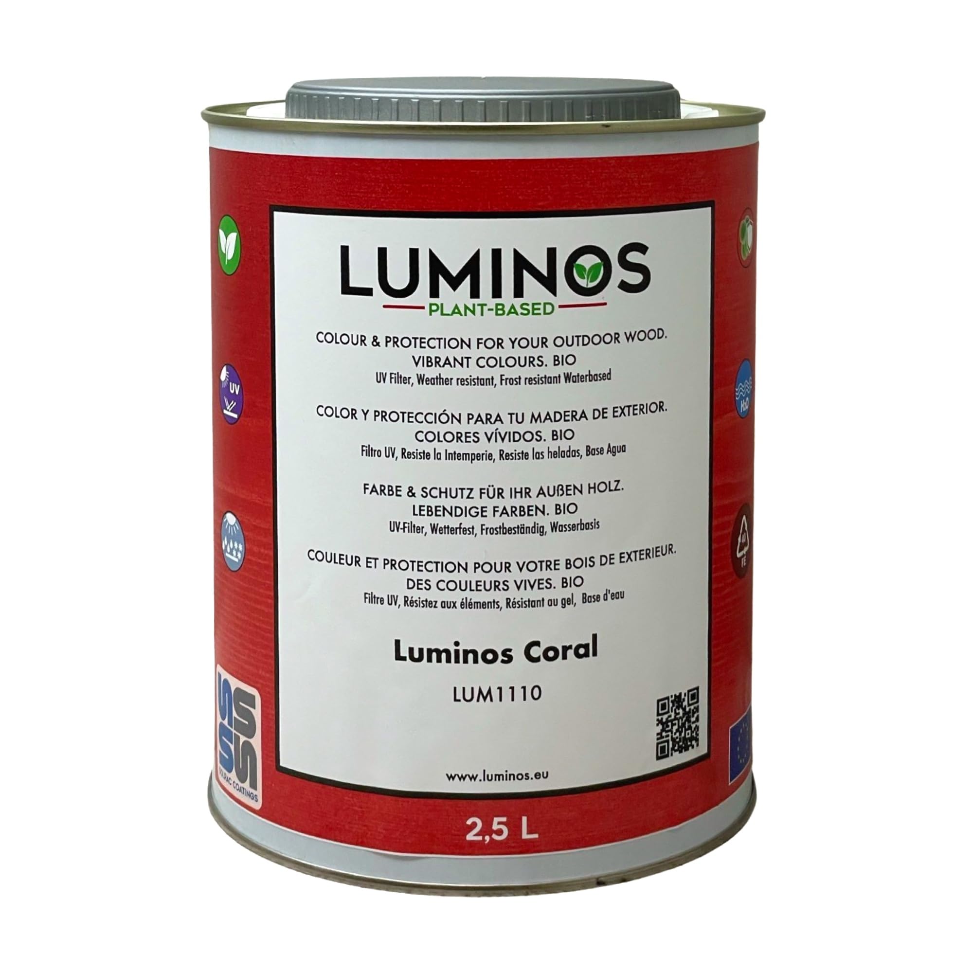 Luminos LUM1110 - Coral - Water-Based Wood Stain Protector BIO - Coral 2,5L
