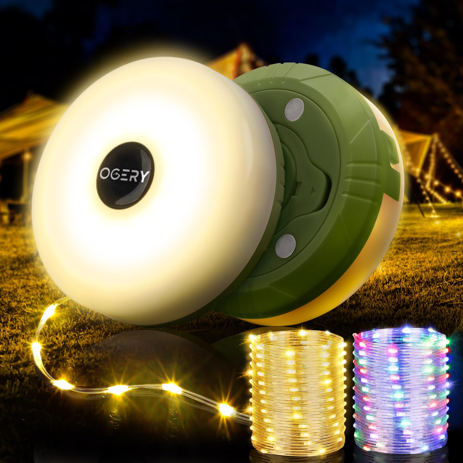 Photo 1 of 1 LAMP DOES NOT WORK !!! ---------------------------------------------OGERY 2-Pack Camping String Lights, 4 in 1 Quick Storage 32.8FT Rechargeable Indoor Outdoor Fairy Lights String with 8 Lighting Modes, Hanging Portable LED for Christmas Decor Patio Par