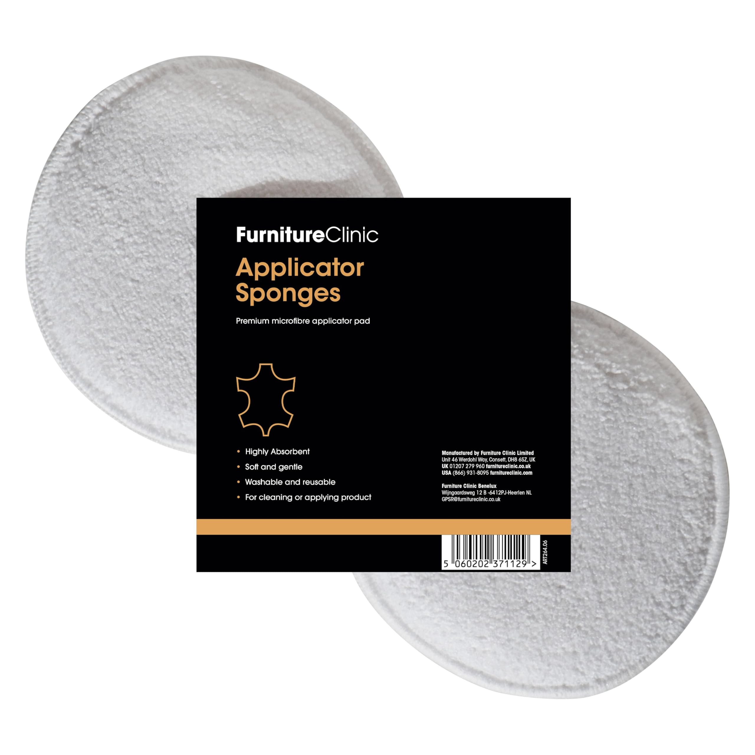 Furniture Clinic Applicator Sponges | 2x Microfibre Cloth Pads for Cleaning & Applying Wax, Balms, Oils & Creams