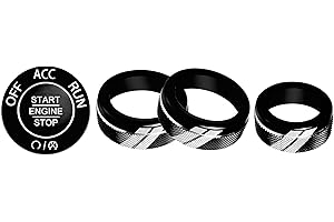 YOSRTER 5PCS Control Knob Cover for Dodge Durango Accessories 2021 2022 2023 2024 2025 Aluminum Air Conditioning AC Climate Switch Volume Tune Button Knob Cover(Black)