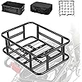 PIREKZUNT Bike Basket Rear, Bicycle Basket Rear with Liner,Waterproof Cover,Cargo Net Large Rear Removable Metal Bike Basket, Heavy Duty Bicycle Rear Basket for Most Bikes and E-Bike