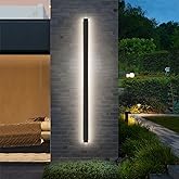 lundwa 56.3inch Long Outdoor LED Wall Light 4000K Natural Light 45W Black Porch Light Acrylic Waterproof IP65 Exterior Wall L