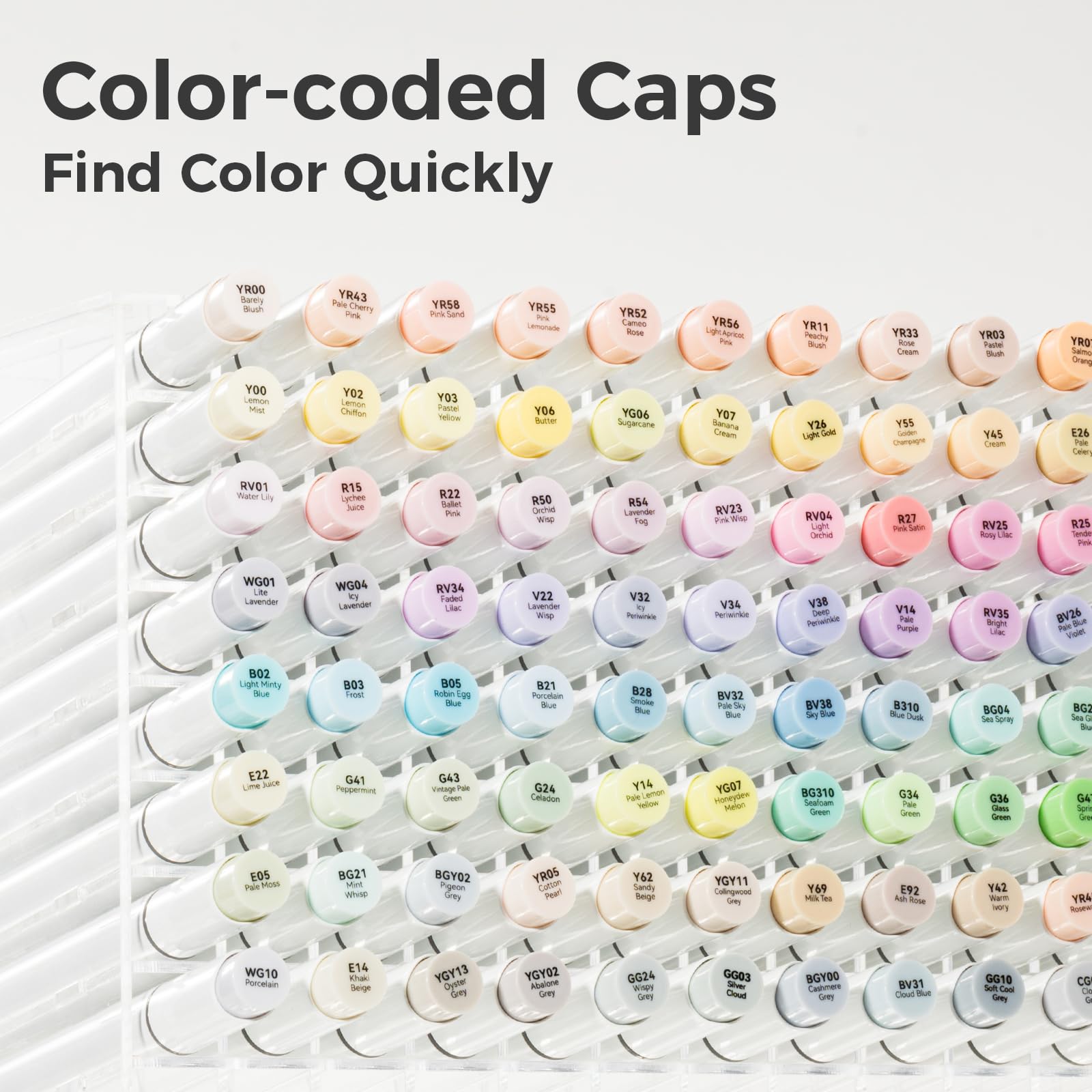 Ohuhu Pastel Markers Brush Tip, Alcohol-based Markers Double Tipped Artist Art for Sketch Adults' Coloring Illustration, 48 Pastel Colors +1 Alcohol Marker Blender + Marker Case, Brush & Fine