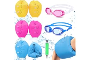 KORLON TEC Arm Floaties, PVC Arm Floaties Inflatable Swim Arm Bands Floater Sleeves Swimming Rings and Swimming Goggles Floaties for Pool