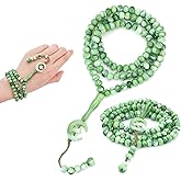 Dazzleimart 2 Pack Prayer Beads, Muslim Tasbih 99 Beads Allah &amp; Muhammad Islamic Prayer Rosary Muslim Islam Misbaha Tasbeeh 99 Necklace for Men and Women(Green)