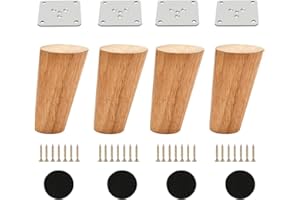 Alecutremy Wood 4 Inch Tapered Furniture Legs Set of 4 Round Solid Mid Century Couch Feet Replacement Legs for Sofa Dresser Cabinet Bed Ottoman Home DIY