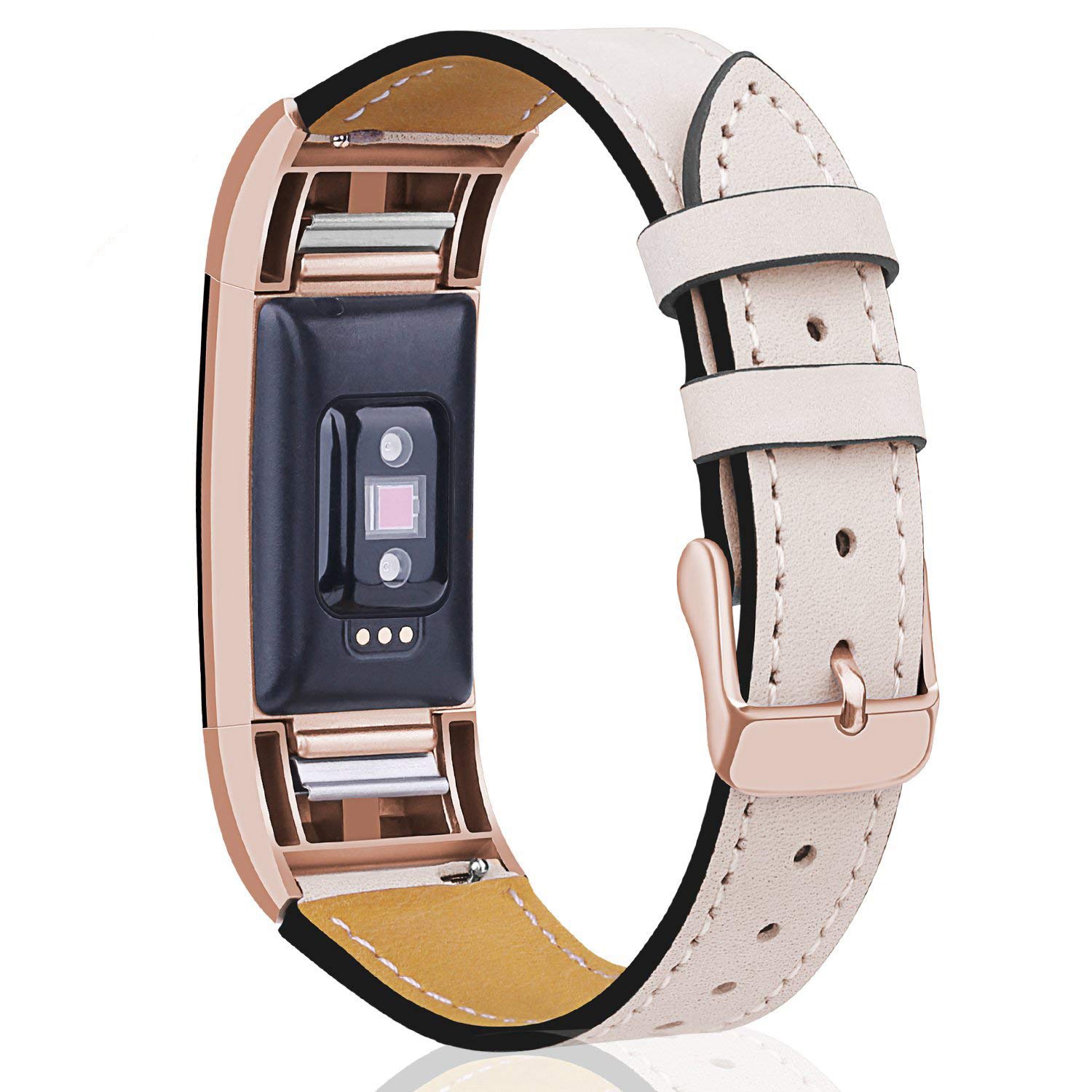 Mornex Strap Compatible Fitbit Charge 2 Band Leather Strap, Classic Adjustable Replacement Wristband Fitness Accessories With Metal Connectors — image 1