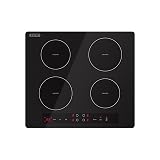 Empava 24” Electric Stove Induction Cooktop with 4 Power Boost Burners Smooth Surface Vitro Ceramic Glass in Black, 24 Inch