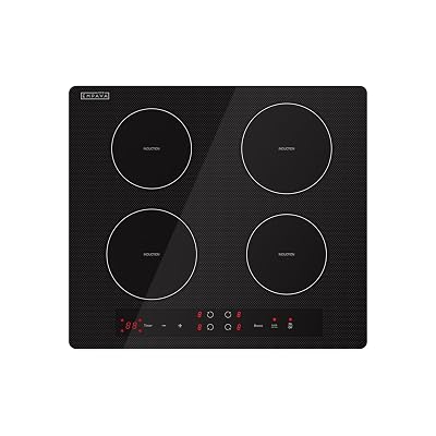 Empava 24” Electric Stove Induction Cooktop with 4 Power Boost Burners Smooth Surface Vitro Ceramic Glass in Black, 24 Inch