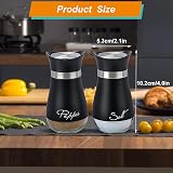 UDQYQ Salt and Pepper Shaker Set, Glass Bottle, Stainless Steel, Black view 3