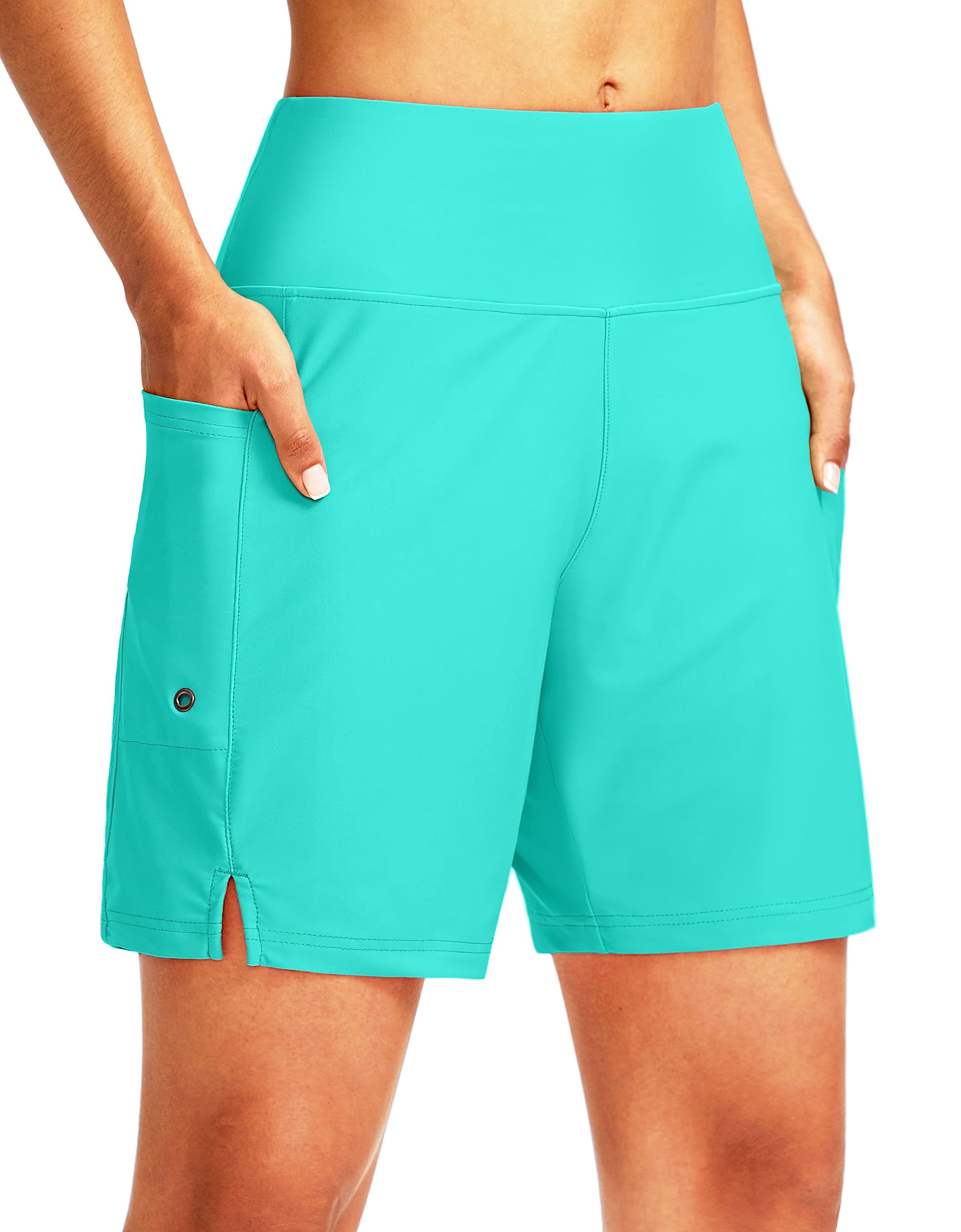 G Gradual Women's 7" Long Swim Board Shorts High
