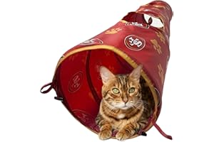 PETS FIRST NFL San Francisco 49ers Cat Tunnel Tube Toy with Plush Football Catnip and Feathers Collapsible Tunnel for Cats to Play, Peek and Hide, Sporty & Fun Cat Tunnel Toy with Team Logo All-Over Design!