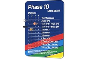 LZC LADYS GIFT Mini Phase 10 Score Board, Travel Edition Acrylic Scoreboard for Phase 10 Card Game with 4 Colored Cribbage Pegs, Fun Board Card Games Accessories