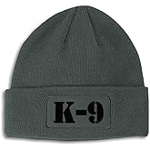 Patch Beanie K-9 Black Embroidery Skull Cap Hats for Men & Women Acrylic Winter Hats One Size