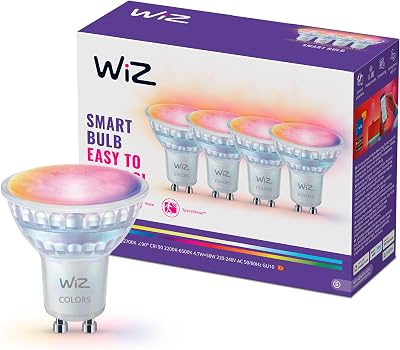 GU10 Glass Smart LED Spotlight, RGB, equivalente a 50 W, 2200-6500 K, 345 lm, regulável, compatível com Alexa, Google Assistant e Apple Home, 4 PCs.