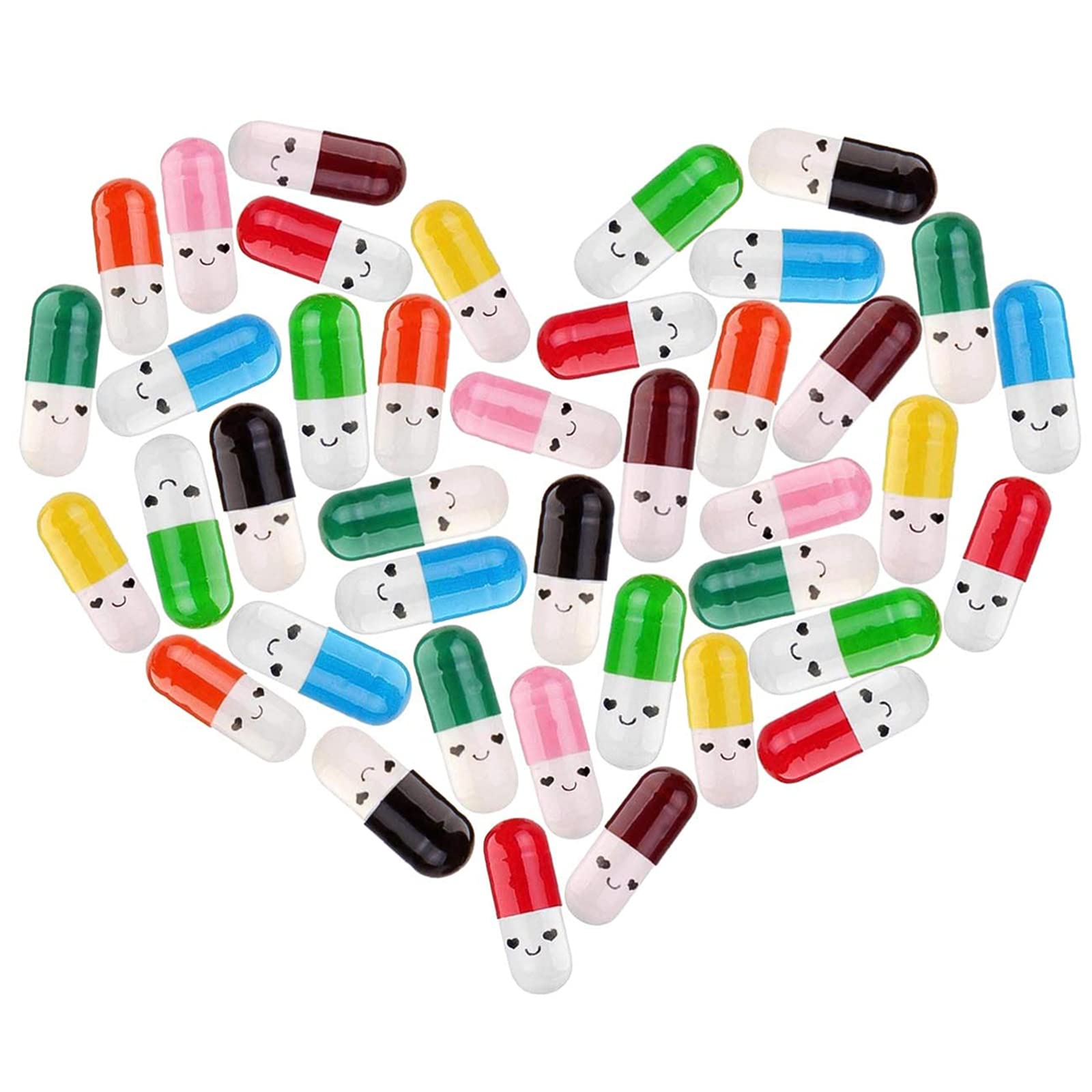 Capsule Letters,101 Pcs Colorful Smiley Message Capsules Capsule Letters Message Love Capsule Pills Gifts for Lovers and Friends