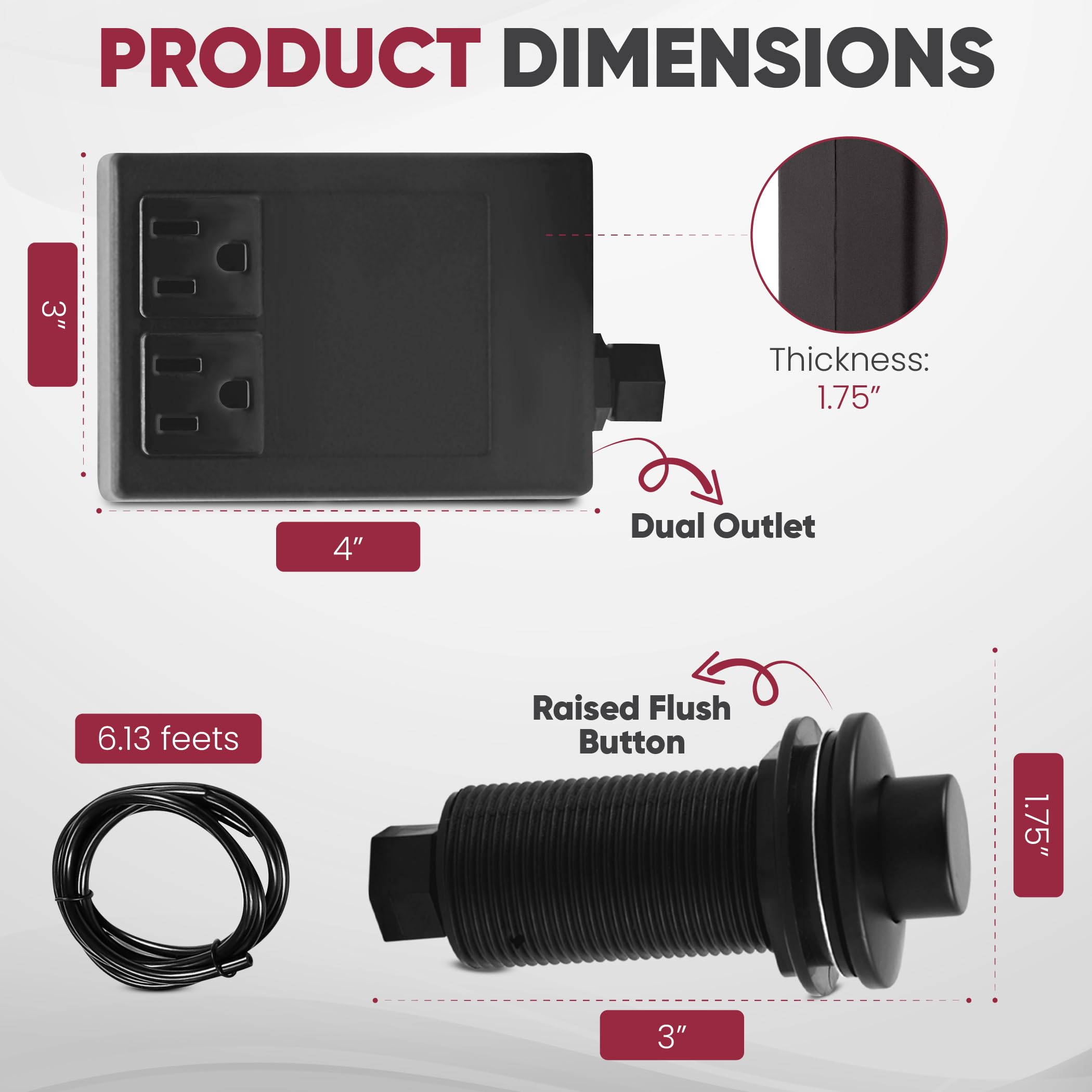 Westbrass ASB-2RB3-20 Sink Top Waste Disposal Air Switch and Dual Outlet Control Box, Raised Button, Stainless Steel