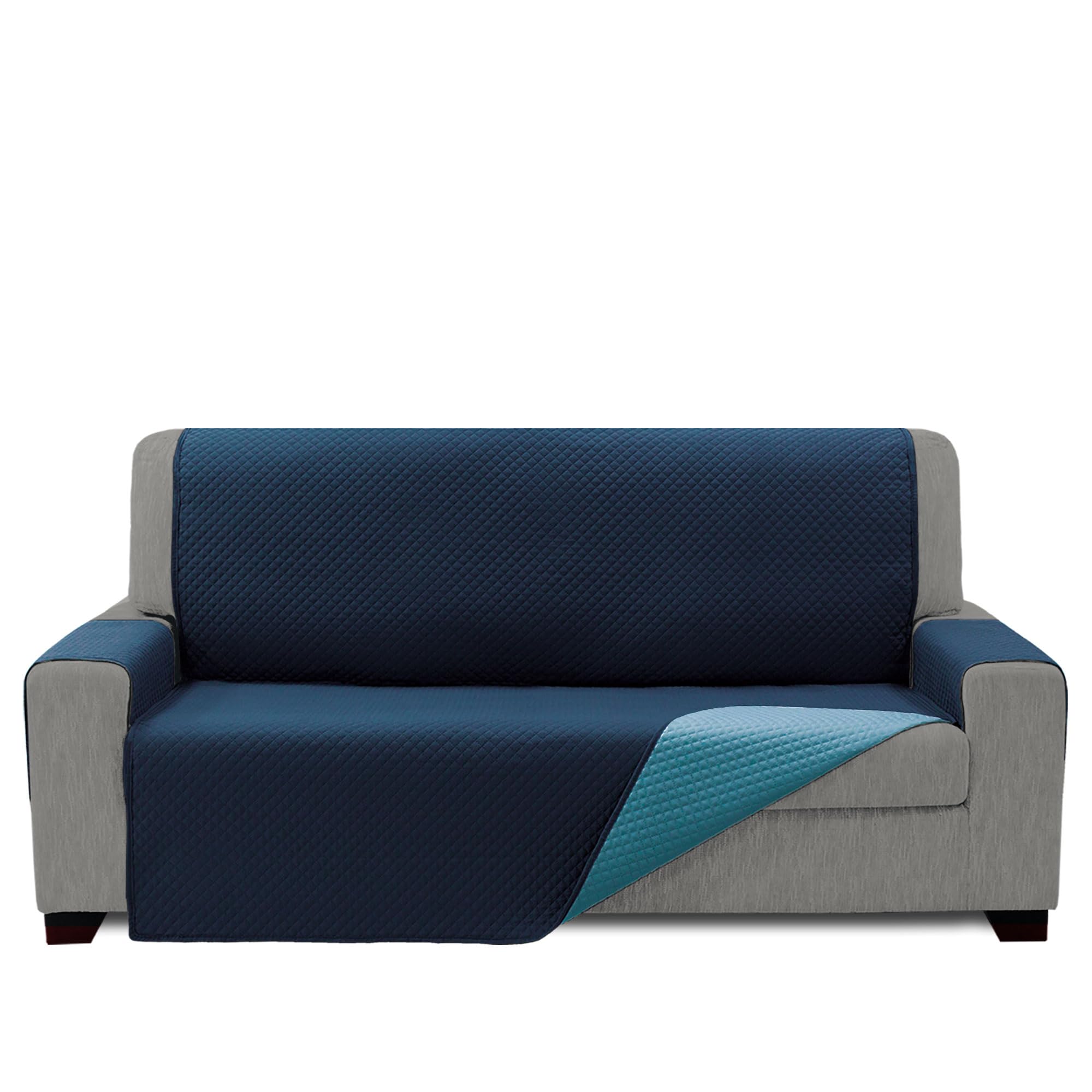 ECOMMERC3 | Sofa Cover Size 2 Seater 120 x 220 cm New Sofa Effect - Navy Blue - Turquoise Easy Installation Fit