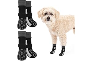 SCENEREAL Anti Slip Dog Socks to Prevent Licking Paws, Dog Shoes for Hot/Cold Pavement, Paw Protector Traction Control on Hardwood Floor, Dog Shoes Booties for Puppy Small Medium Large Senior Dogs