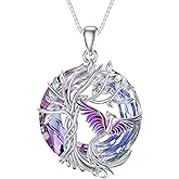 TOUPOP Phoenix Necklace 925 Sterling Silver Crystal Pendant Phoenix Rising Jewelry Women Birthday Valentines Day Gifts