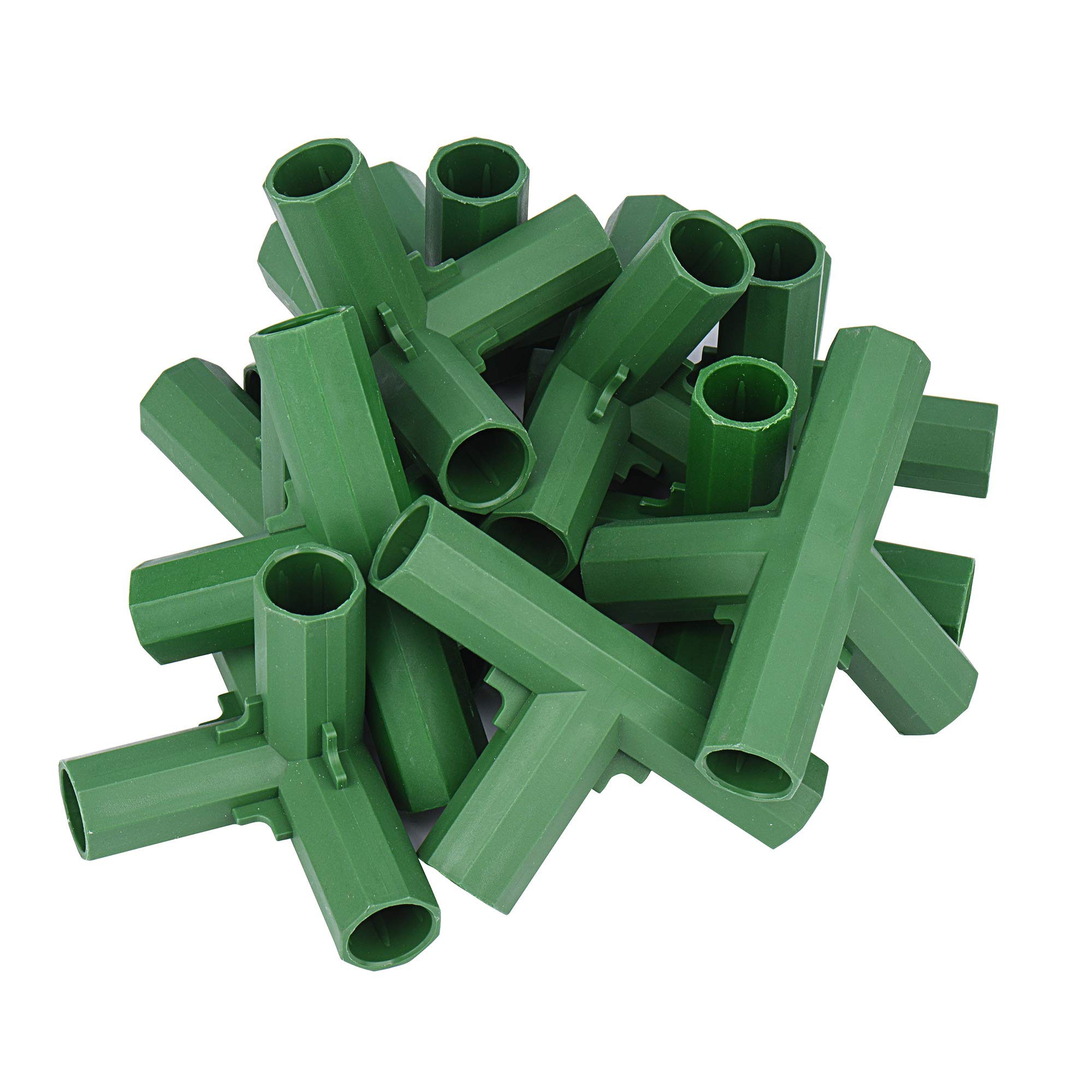 10PCS 16mm Greenhouse Frame Furniture Connectors Fitting Build Garden Framework Supports Cages Fruit Cages Netting Frames Fencing Building Connectors (Green 4-Way Corner)