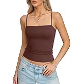 EasyGala Womens Double Lined Camisole Square Neck Spaghetti Strap Tank Top Sexy Backless Shirt Fitted Y2K Going Out Top