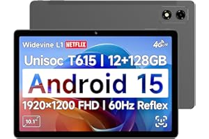 [2025 Newest Android 15] 10.1 inch Tablet by BNCF, FHD IPS 1920x1200 and 60Hz Reflex Tablet, Widevine L1, Unisoc T615 (8 Core