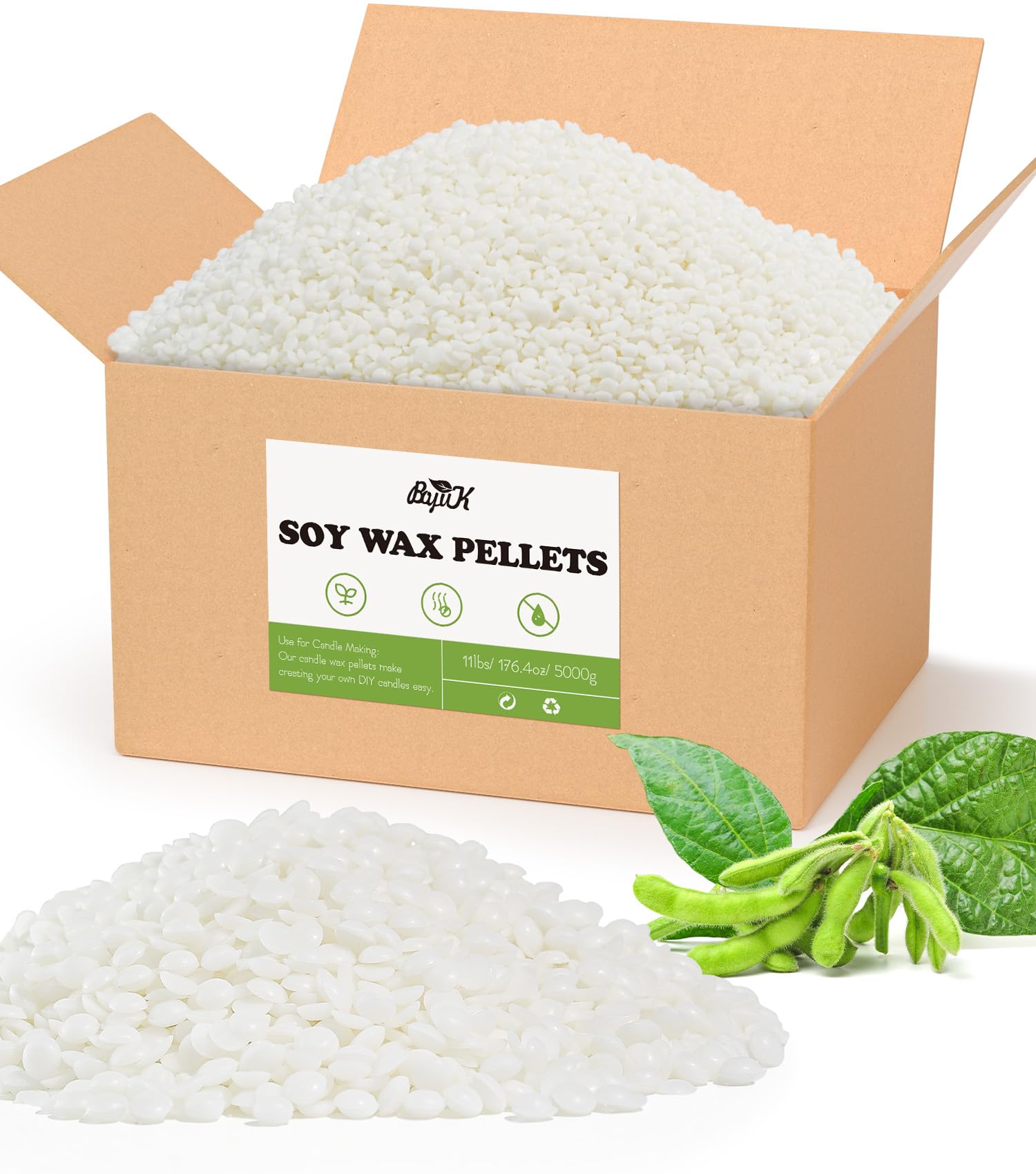 Soy Wax, BOYUJK Premium Natural Candle Wax, 100% Soy Wax for Candle Making from Organic Farm, No additives, Harmless and Pure (5KG)