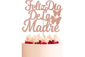 AERYOURTAR Feliz Dia De la Madre Cake Topper, Spanish Best Mom ever/Feliz Cumpleanos Mama Cake Decorations for Celebrating Happy Mother's Day Party Supplies, Rose Gold Glitter