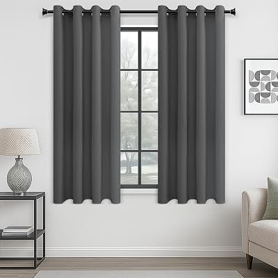 MRTREES Dark Grey Blackout Curtains 2 Panels 46x54 Inch 54 Inch Drop